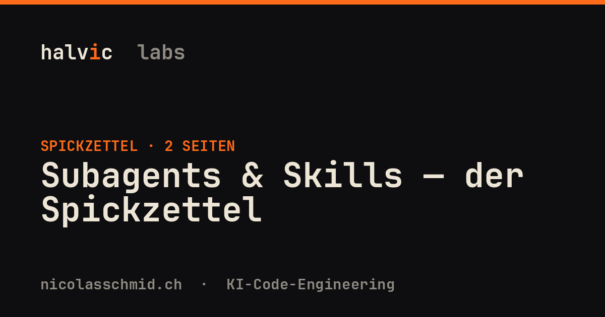 Subagents & Skills — der Spickzettel