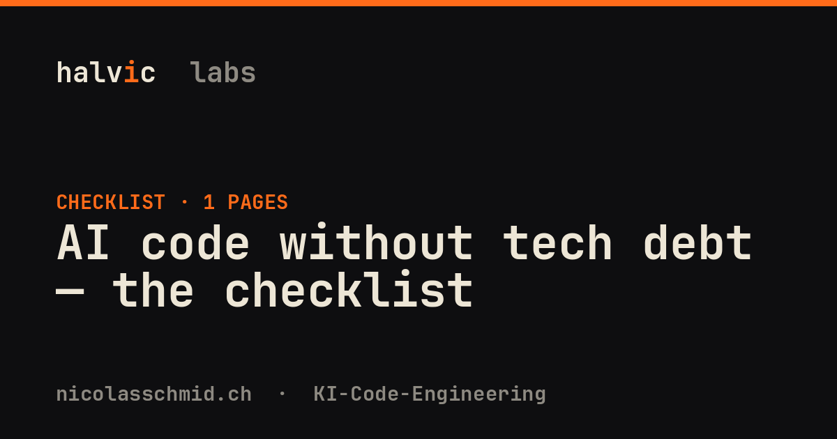 AI code without tech debt — the checklist