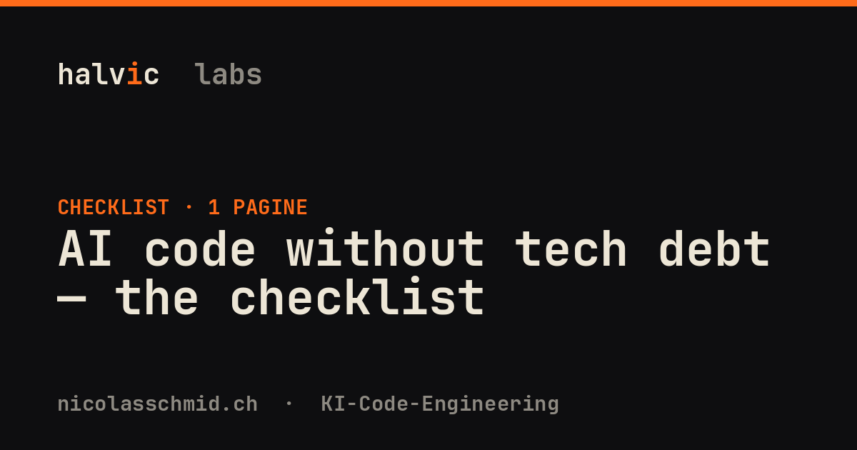 AI code without tech debt — the checklist